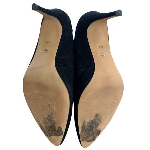 Halogen Nordstrom Black Leather High Vamp Ankle Strap Pointed Toe Heel - Picture 4 of 7